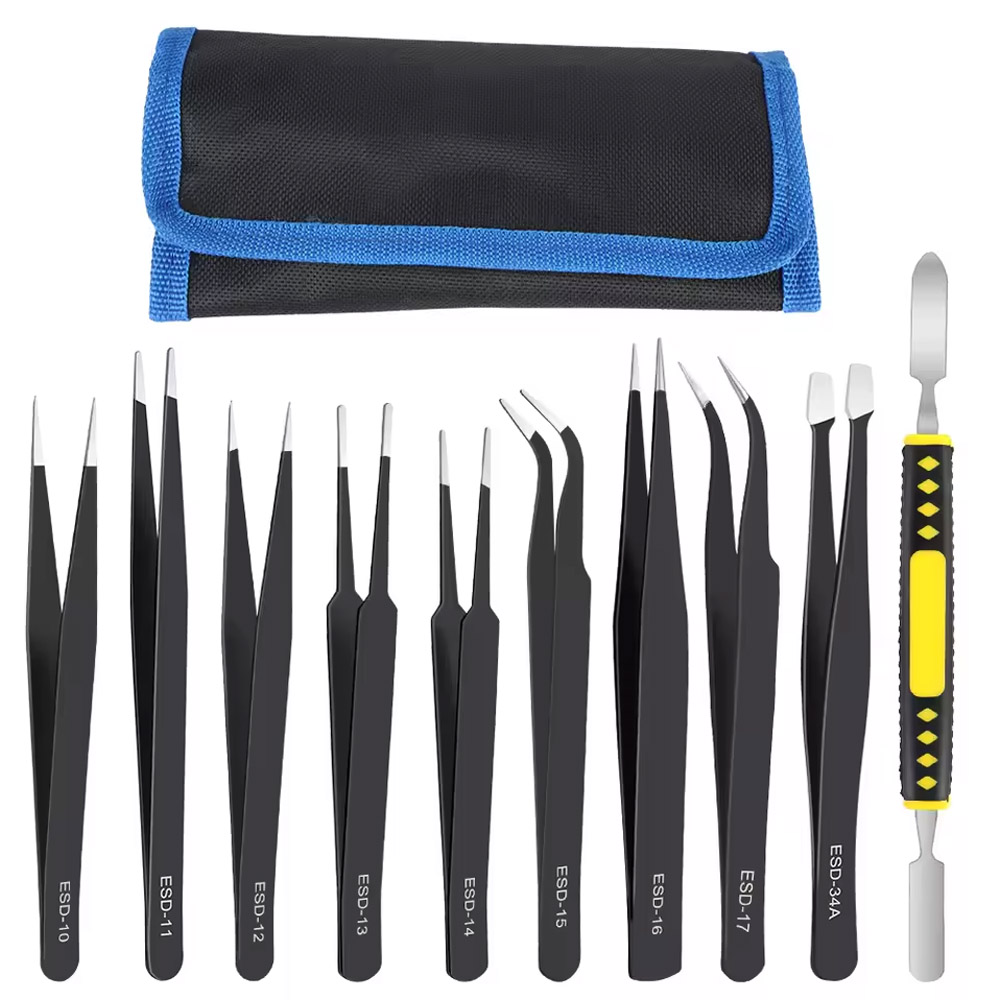Electronics Repair Services - Pincettes antistatiques incurvées et droites de